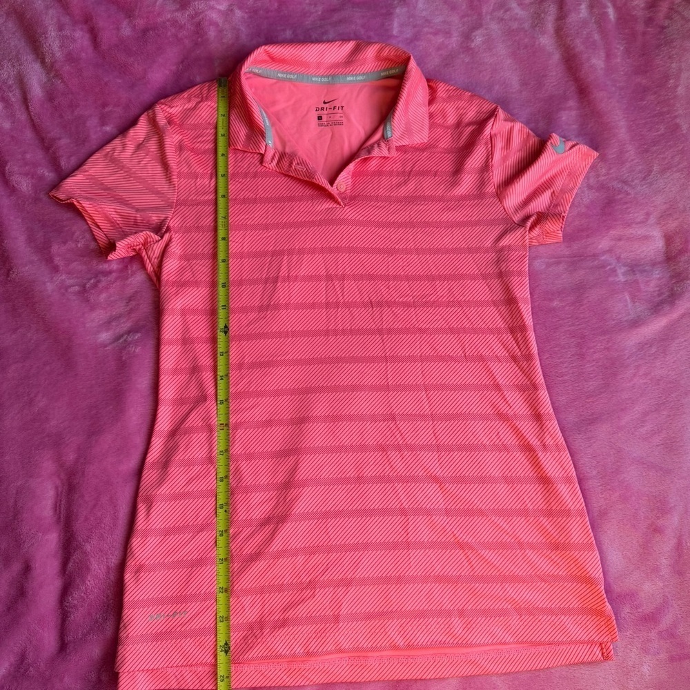 Nike Pink Striped Golf Short Sleeve Collared Top - Picture 4 of 6